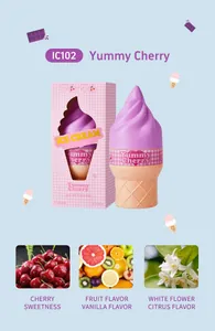Ice cream cone shaped perfume bottle with cherry, fruit, and floral scent details