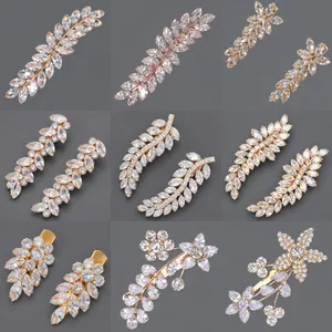 Barrettes à cheveux élégantes en cristal de zircon aux motifs floraux et de feuilles