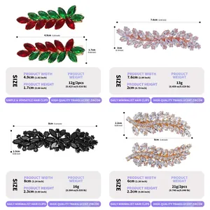 Tableau détaillé des tailles et poids pour pinces à cheveux en zircon cristal