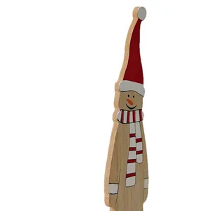 Hand-painted wooden Christmas snowman ornament for office desk and hotel decoration