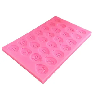 Pink balloon uppercase alphabet silicone mold for chocolate and fondant cake decorating.