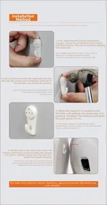 Detailed step-by-step installation guide for silent wall clock using non-marking hooks