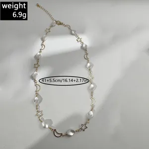 Close-up showing 6.9g weight and adjustable length of vintage moon star necklace