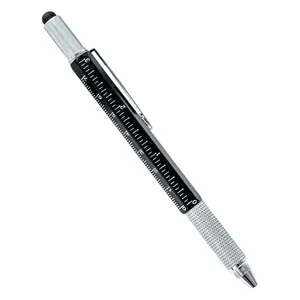 Professional 6-in-1 multi-functional metal tool pen with stylus, ruler and ballpoint