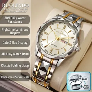 Detailed view of high-end women's quartz watch featuring date display and alloy strap