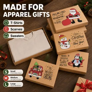 Scatole regalo di Natale in kraft per abbigliamento con cartoni animati, 3 dimensioni