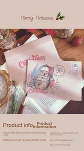 Detailed view of vintage Christmas card set with Santa Claus illustration