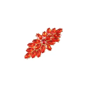 Detailed view of luxury red marquise crystal hair clip with gold alloy base