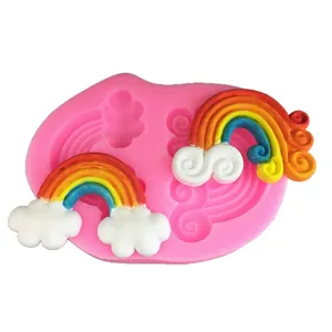 3D double rainbow silicone mold for fondant cake decoration and chocolate crafting hobby