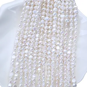 High-quality natural white freshwater baroque pearls strands for DIY jewelry making