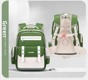 Ergonomic green school backpack featuring padded back support and adjustable chest strap