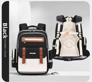 Large capacity children's school backpack with ergonomic spinal protection design