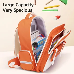 Large capacity ergonomic children's school backpack with multiple storage compartments