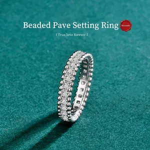 925 Sterling Silver Moissanite Eternity Ring For Women Milgrain Edge Kaleidoscope Full Inlaid Wedding Band D Color VVS1 Fashion Jewelry