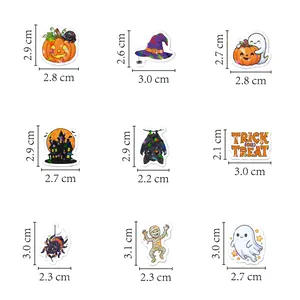 Variété de stickers d'Halloween en vinyle avec dimensions précises