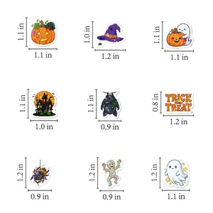 Lot de stickers d'Halloween holographiques avec tailles: citrouille, fantôme et momie