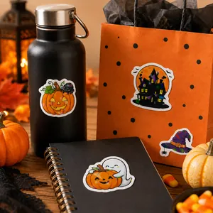 Lot d'autocollants décoratifs en vinyle d'Halloween pour gourdes, sacs cadeaux et carnets