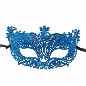 Elegant blue glitter Venetian masquerade mask for Halloween and carnival parties