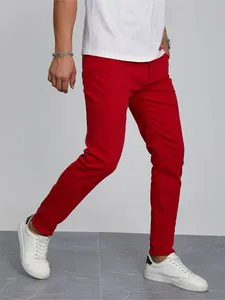Men's slim-fit red casual trousers in a stylish and modern streetwear fashion style