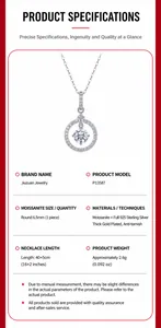 Product specification detail of the 925 sterling silver moissanite pendant necklace