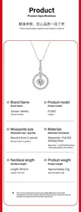 Product specification detail of the 925 sterling silver moissanite pendant necklace