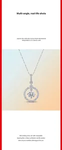 Polished 925 silver circular halo pendant necklace with moissanite stone detail