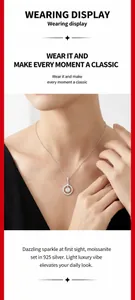 Elegant moissanite pendant on 925 silver chain worn by model for daily luxury look
