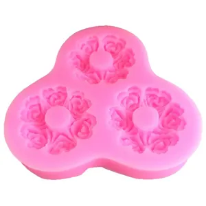 3-cavity rose flower wreath silicone mold for DIY baking and handmade cake decoration