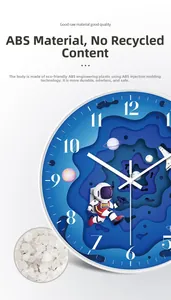Detailansicht der kreativen Astronauten-Weltraum-Wanduhr aus langlebigem ABS-Material