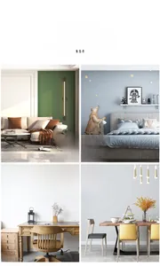 Verschiedene Innenszenen mit modernen minimalistischen Wanduhren und Dekoelementen