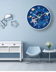 Creative astronaut and outer space themed silent wall clock for a children room