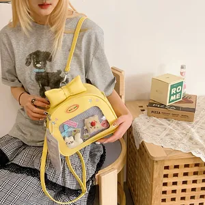 Japanese style yellow Ita bag with clear display window and large bow accent