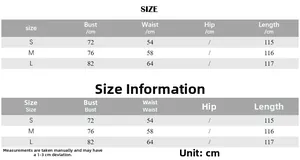 Size guide table for sexy V-neck sleeveless corset waist solid color midi dress