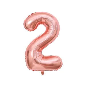 40 inch rose gold number 2 aluminum foil balloon for birthday and party decorations