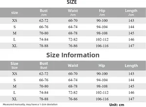 Größentabelle für figurbetontes Kleid mit Maßen für Brust Taille Hüfte und Länge in cm