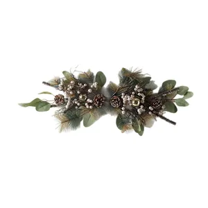 Exquisite Nordic Christmas wall hanging wreath with pine cones and eucalyptus leaves