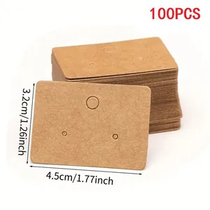 Detailed view of 100pcs kraft paper earring display cards with 3.2x4.5cm dimensions