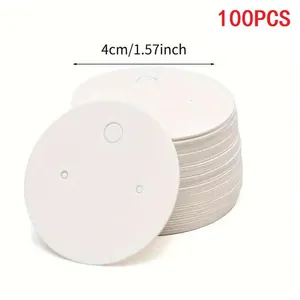 100 pieces of white circular earring display cards with 4cm diameter measurement