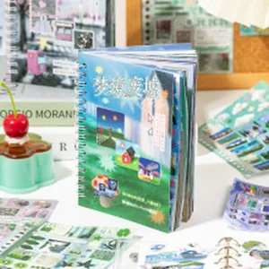 Sticker book for DIY journaling with Dreamland Ruins theme and spiral binding