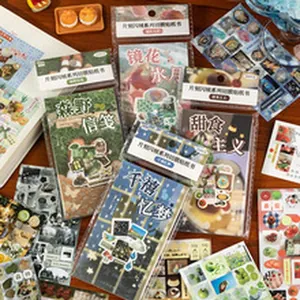 Set of romantic themed DIY sticker books for scrapbooking and decoration 50 sheets