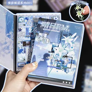 Detailed macro view of Midnight Sweetheart series DIY sticker book with floral patterns.