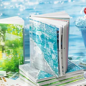 Detailed view of the Midnight Sweetheart series journaling sticker book with blue ocean theme
