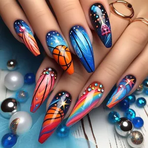 Press On Nails Gradient Purple Glitter Leopard Print Long Coffin Shape Full Cover Artificial Fingernails With Glue File