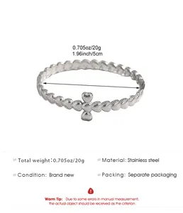 Silver stainless steel heart hollow bracelet with size and weight detail measurements