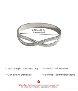 Detailed measurement and specifications for textured stainless steel open bangle