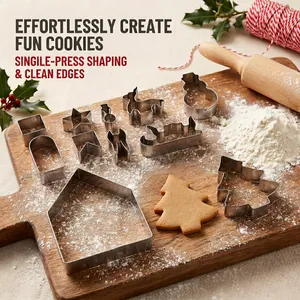 Set of stainless steel Christmas cookie cutters for DIY gingerbread house and festive baking