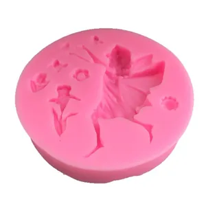 Pink angel girl shaped silicone mold for fondant chocolate and cake decorating tool