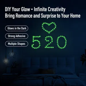 Luminous glow-in-the-dark star and heart wall stickers for creative DIY bedroom decoration