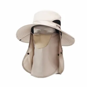 Herren Sonnenhut in Beige mit abnehmbarer Gesichtsmaske und Nackenschutz für Outdoor