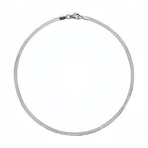 Minimalist silver titanium steel flat snake chain necklace, fashion unisex jewelry accessory